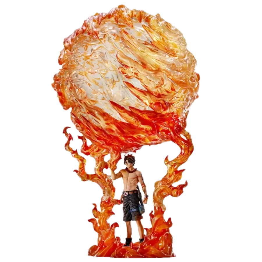 Portgas D. Ace figure with translucent orange flames