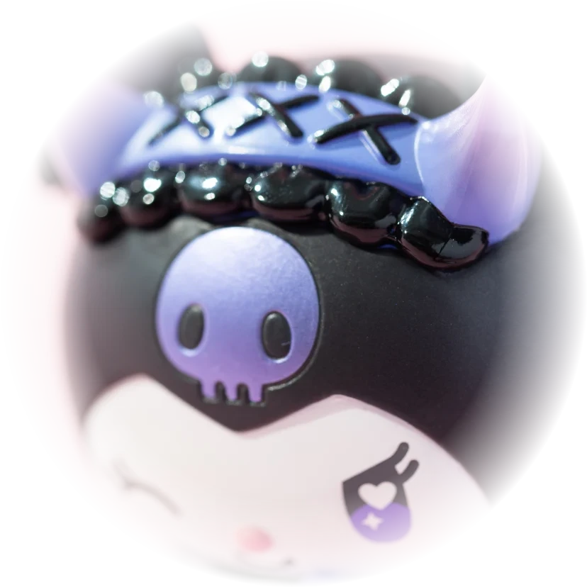 Kuromi PERIHAPI figure with purple ears and lace-up details